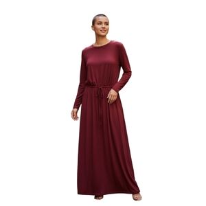 Elegant Burgundy Long Sleeve Dress